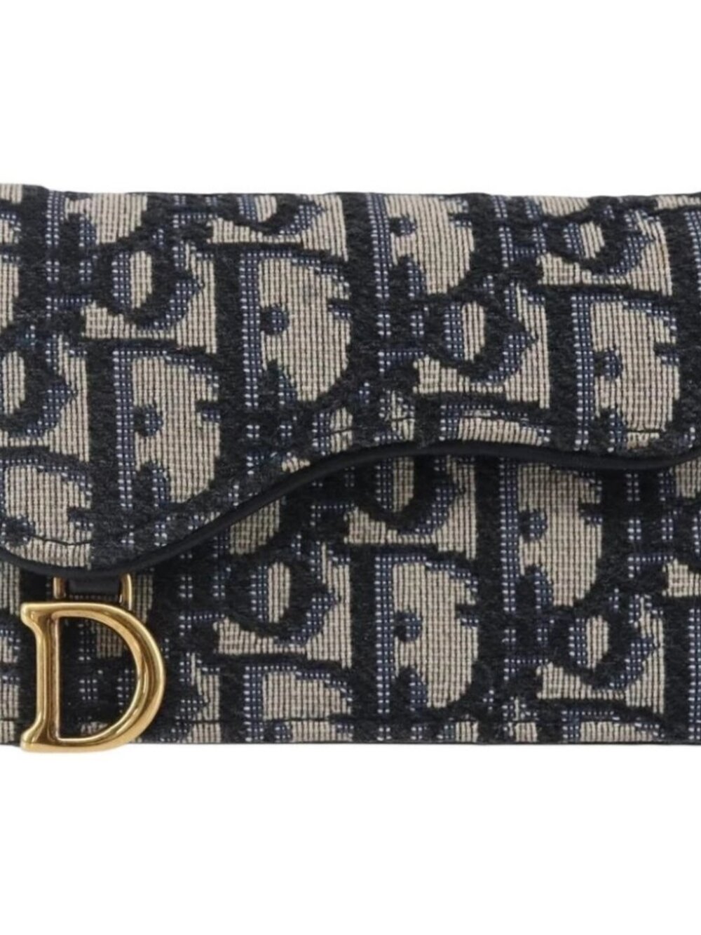 Christian Dior Trotter Canvas Saddle Coin Card Case Navy - Picture 2 of 16